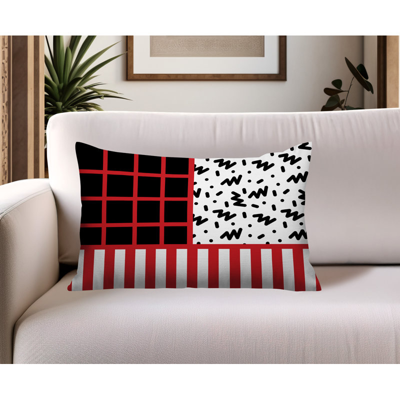 Oreiller rectangulaire réversible intérieur / extérieur Froza, Rouge, Rectangulaire H 14 po x l 20 po