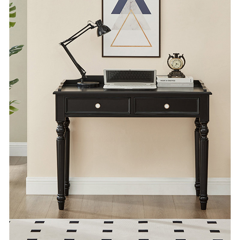 Black Retro Desk with Two Drawers