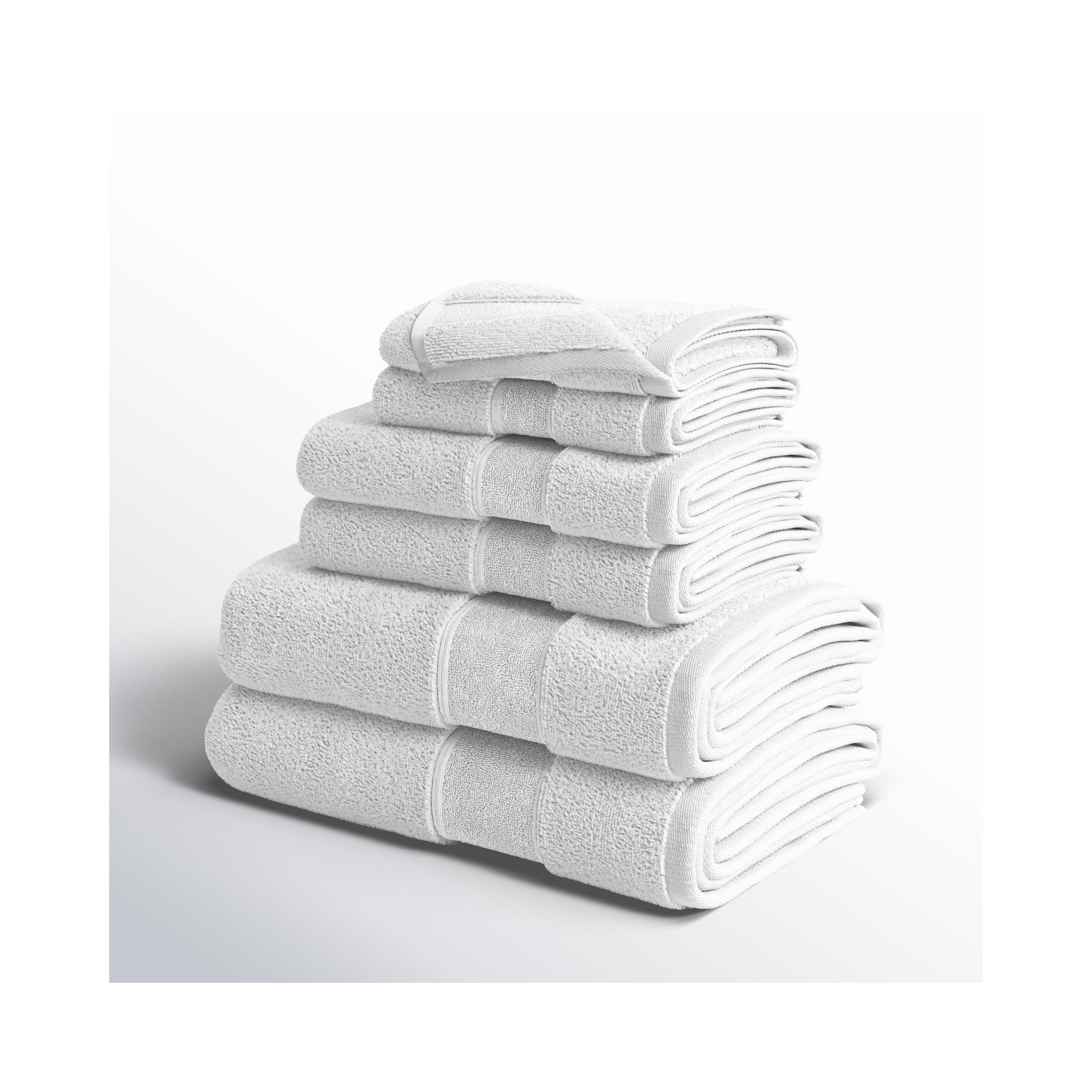 Bidle 6 Piece Turkish Cotton Towel Set, White