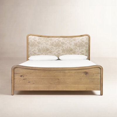 Linen Upholstered Oak Bed