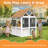  3-Door Modular Clear Playhouse with Kitchen Set – Durable Wood & Waterproof Roof, Kids Pretend Playhouse for Ages 3-8-120786372