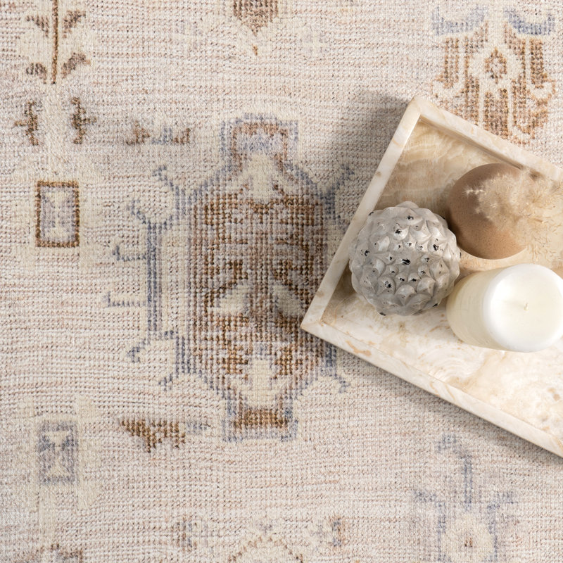 Elverta Medallion Machine Washable Runner Rug for Living Room Bedroom Dining Room Entryway Hallway Kitchen, Beige/Ivory