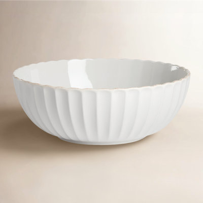 French Perle Scallop White Serving Bowl