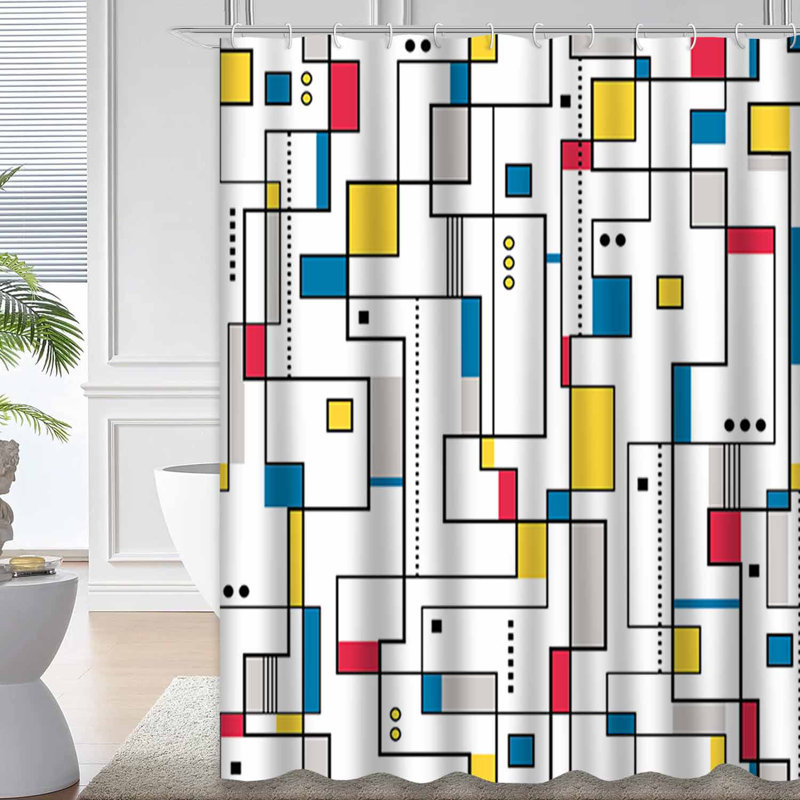 Rideau de douche imperméable Bold Abstract Colors ModSquares avec 12 crochets, L 72 po x l 84 po