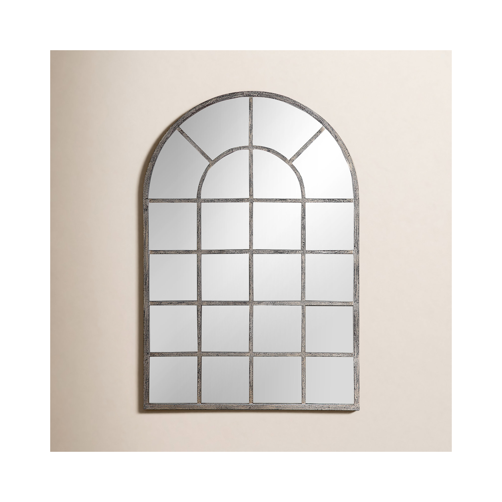 Dellrey Arch Wall Mirror, 44" x 30", Gray, Flat