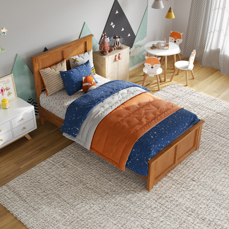 Patillo Solid Wood Low Profile Bed with Matching Footboard, Light Toffee, Twin