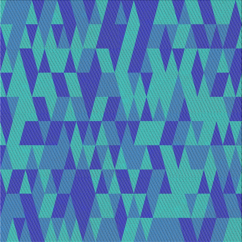 Tapis bleu à motif géométrique, Carré 4 pi