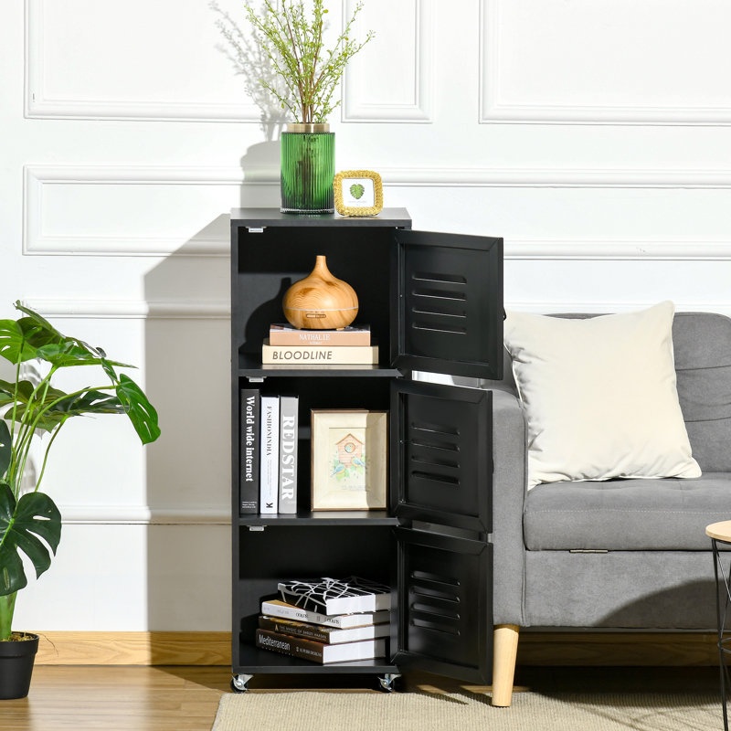3 -Door 3 -Shelf Storage Cabinet, White