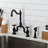 Kingston Brass English Country Two-Handle 3-Hole Deck Mount Bridge Kitchen Faucet with Brass Side Sprayer-68936345
