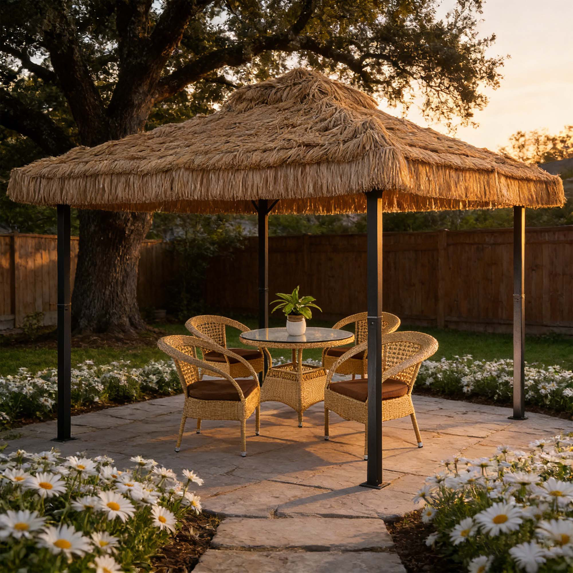 Zenova 10ft x 10ft Thatched Tiki Gazebo
