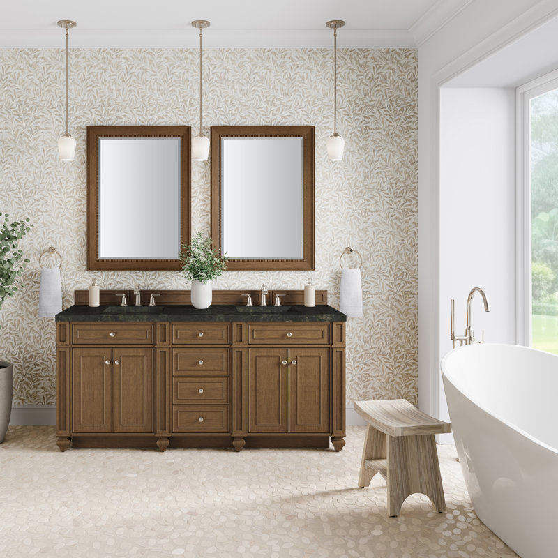 Bristol 72'' W Double Vanity, Saddle Brown, Phantome Eclos, 8" Widespread