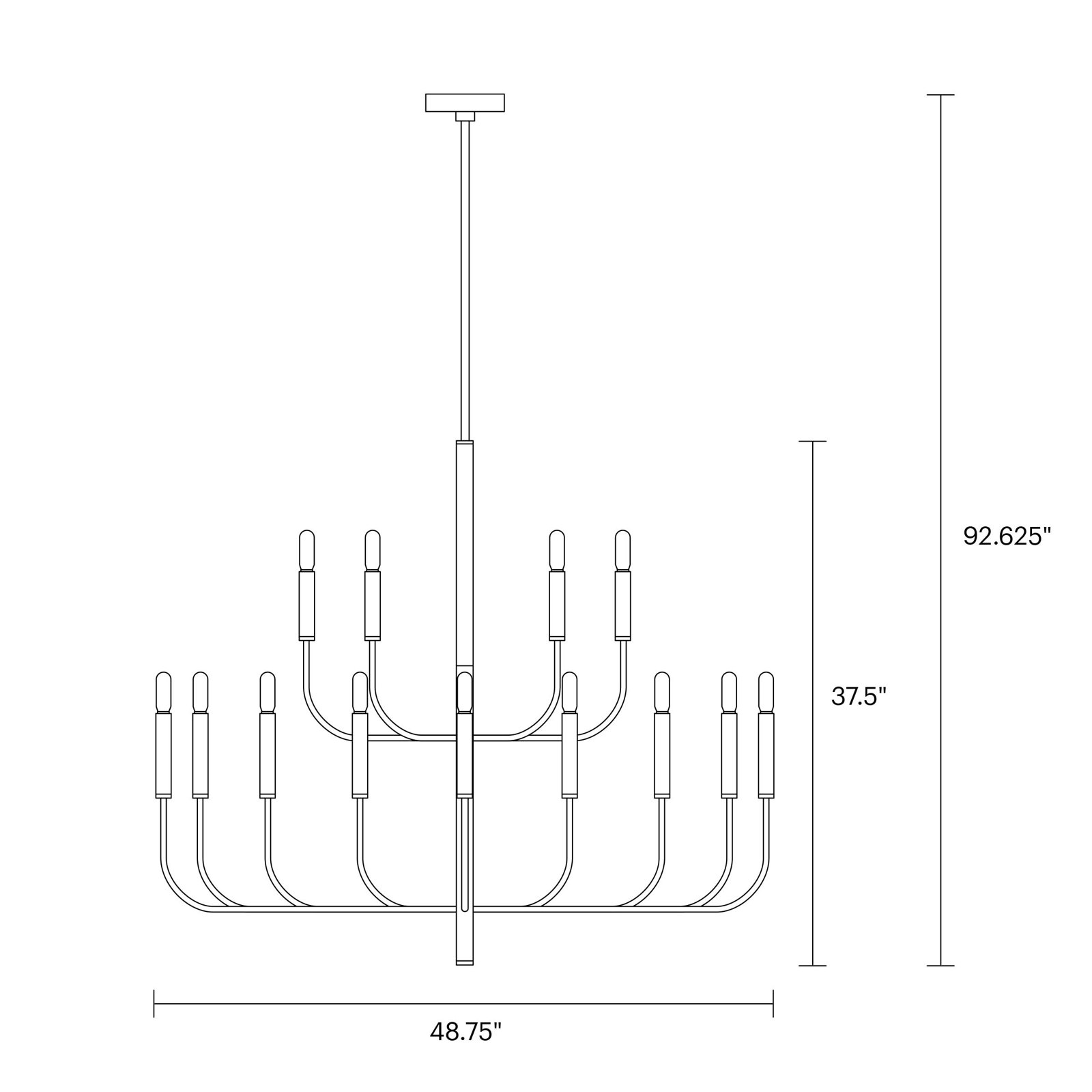 Tedder 15-Light Dimmable Tiered Chandelier, Burnished Brass