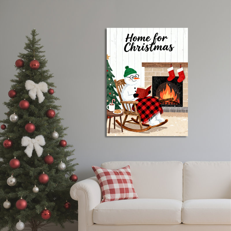 Art mural sur toile avec bonhomme de neige, H 24 po x l 16 po
