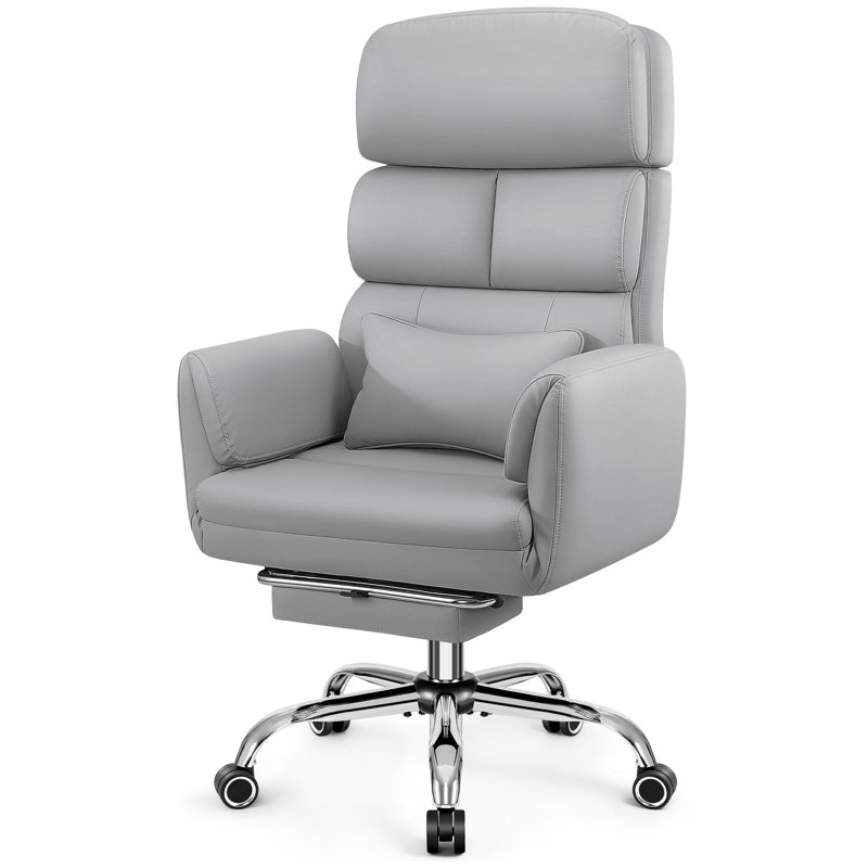 Edinson Executive Office Chair with Swing Out Armrests, Expanded Seating Space, Light Gray