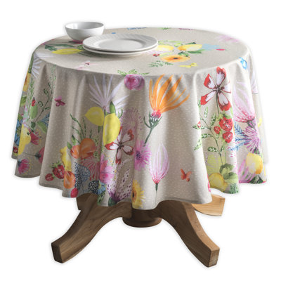 Maison d'Hermine Jardin D'Ete - Fog 100% Cotton Tablecloth - 63" Round