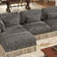 Élégant canapé modulaire rembourré en L avec imprimé léopard en chenille, canapé modulaire à pampilles avec repose-pieds-129990768