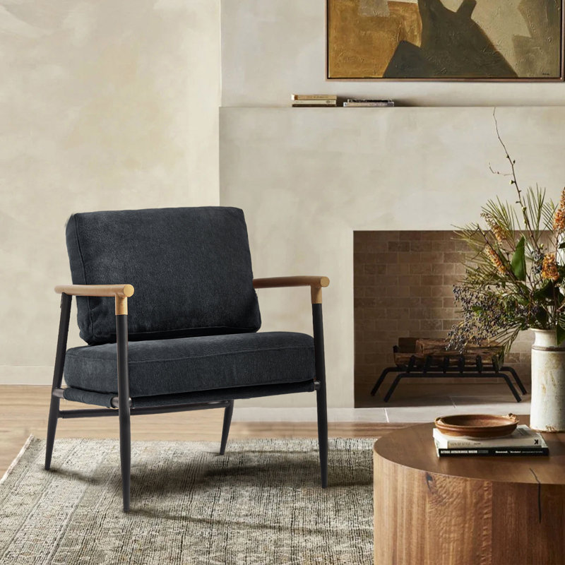 Dajauna 68.8 Cm Wide Armchair, Black Chenille