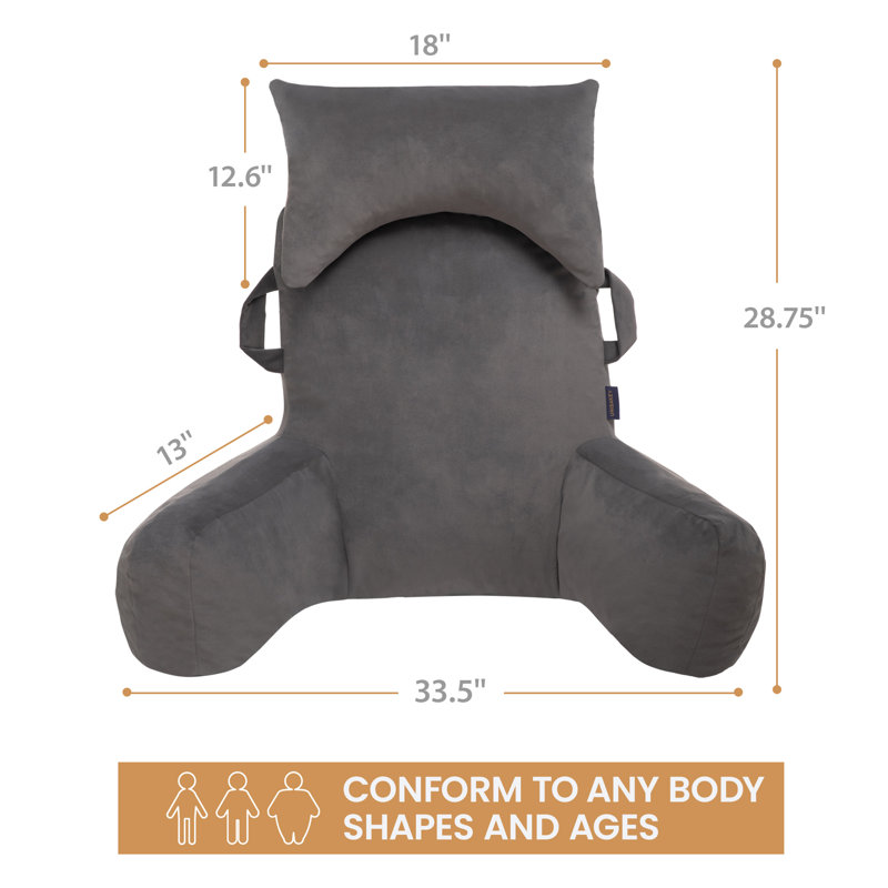 Comfy - Coussin à haut dossier avec appui-tête et poches, Gris clair