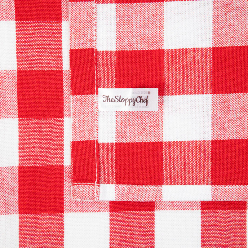 Red and White Cotton Buffalo Plaid Kitchen Towel Set