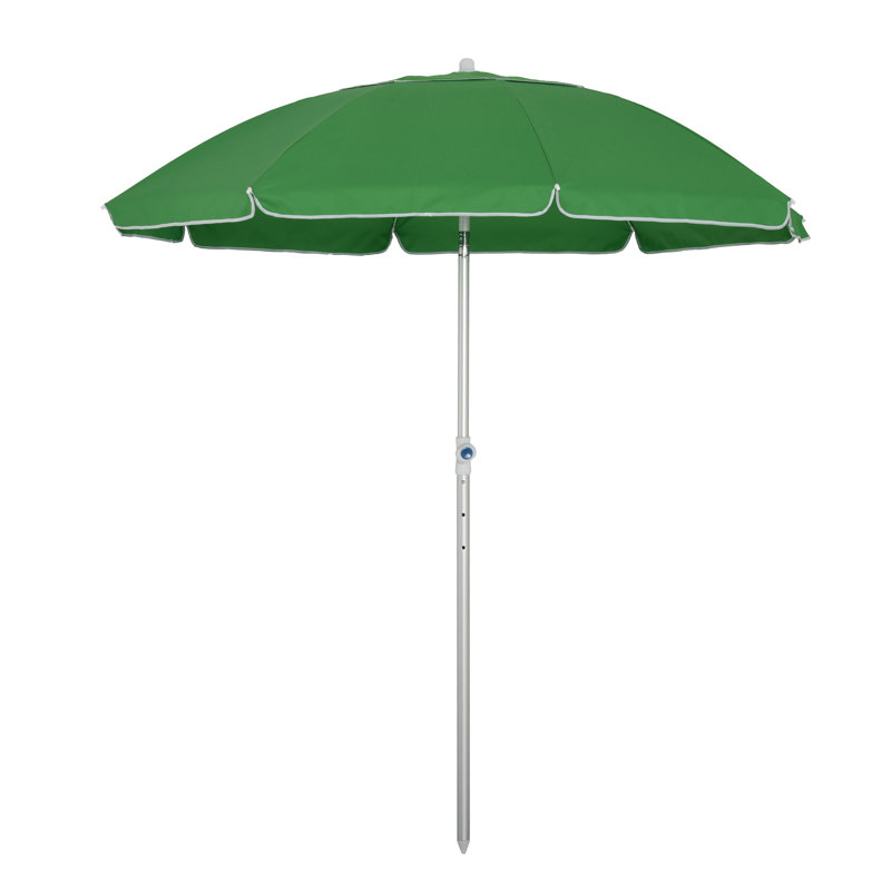 Arlmont & Co. Arc. Parasol de plage 6 pi avec sac de transport inclinable réglable pour l'extérieur, Vert