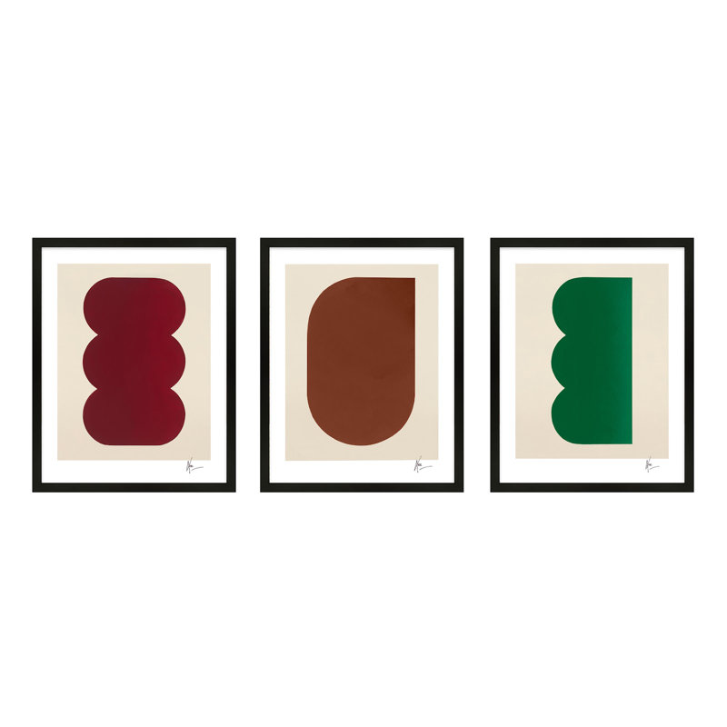 Keyhole 1-3. Set Of 3 Painting by Lee Lessem, Black Framed, 30" H x 24" W x 1.25" D