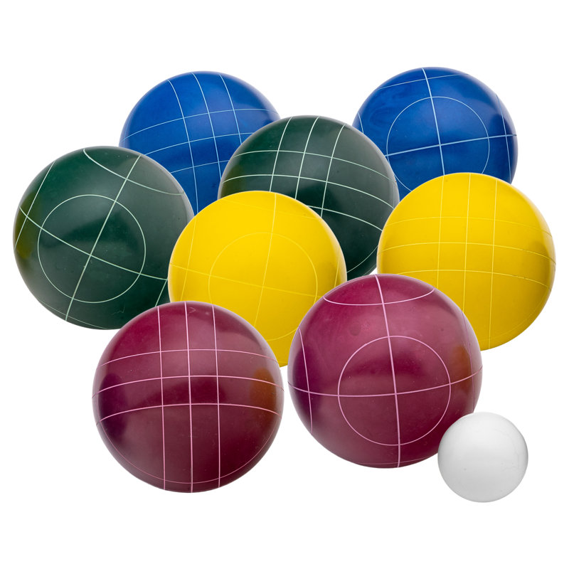 Pétanque classique avec étui de transport, H 4 po x l 4 po x P 16 po, Rouge / Jaune