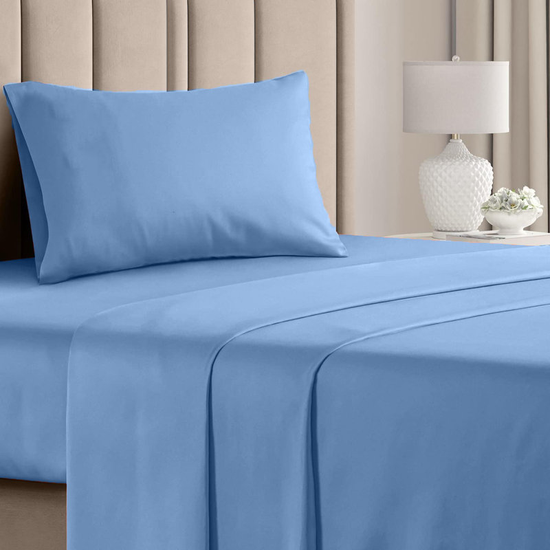  Ensemble de draps en rayonne de bambou 4 pièces Premium Luxury, Ensemble de draps pour taille de lit simple TG ave, Ciel