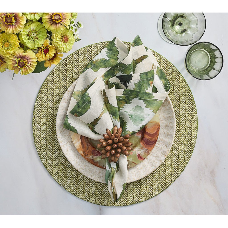 Watercolor Ikat Napkin, Olive