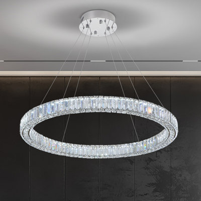 Modern Led Ring Crystal Chandelier Adjustable Dimming LED Ceiling Light