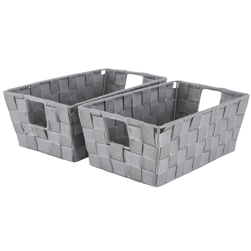 Simplify Mahli Wovan Strap Decorative Bin, Gray