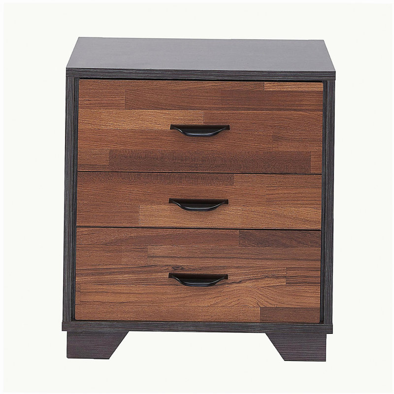 Walnut and Espresso 3-drawer Rectangular Accent Table, Walnut/Black