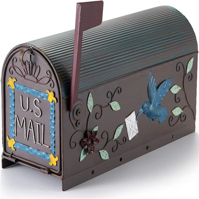 Heavy Duty Mailboxes For Outside, Post Mount Mailbox,Decorative Mailboxes Outside Courtyard Garden (Rusty-Bird)