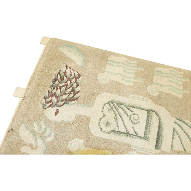 Hand Knotted Wool Area Rug in Beige
