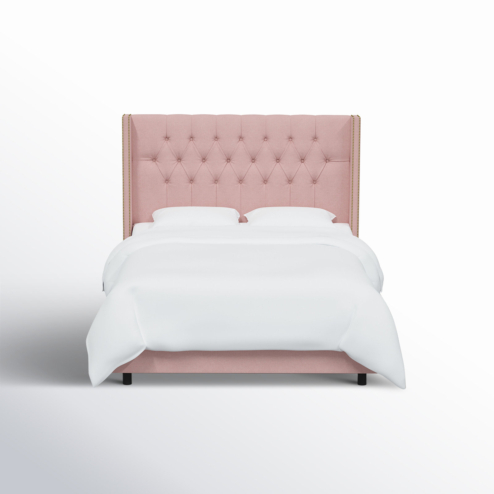 Breckin Upholstered Wingback Bed, California King, Classic Blush Linen