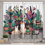 Cat 55'' W Kitchen Curtain Multicolor