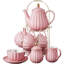 Service à thé en porcelaine, ensemble de tasse à café / tasse à thé, 17 pièces-1327417081-1282493537