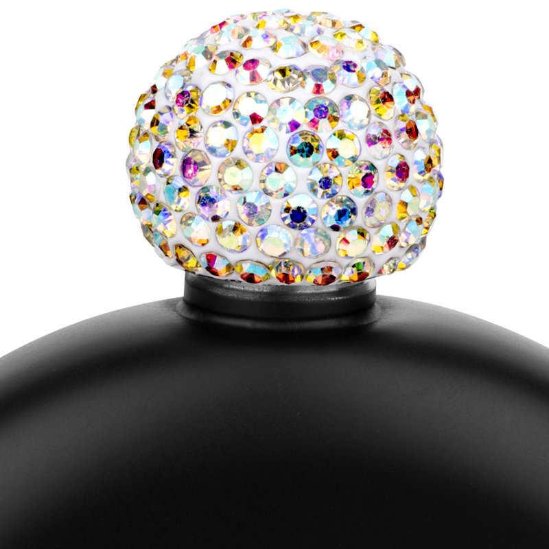 Flasque ronde avec couvercle en strass, Noir mat