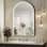 Miroir de salle de bain à DEL avec lumières, miroir de salle de bain arqué avec antibuée, température de 3 couleurs, fonction de mémoire, à intensité variable