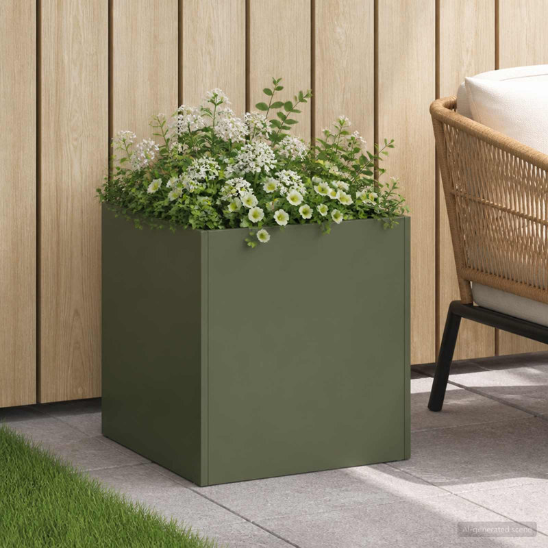 Planter, 20cm H x 20cm W x 20cm D, Olive Green, 1