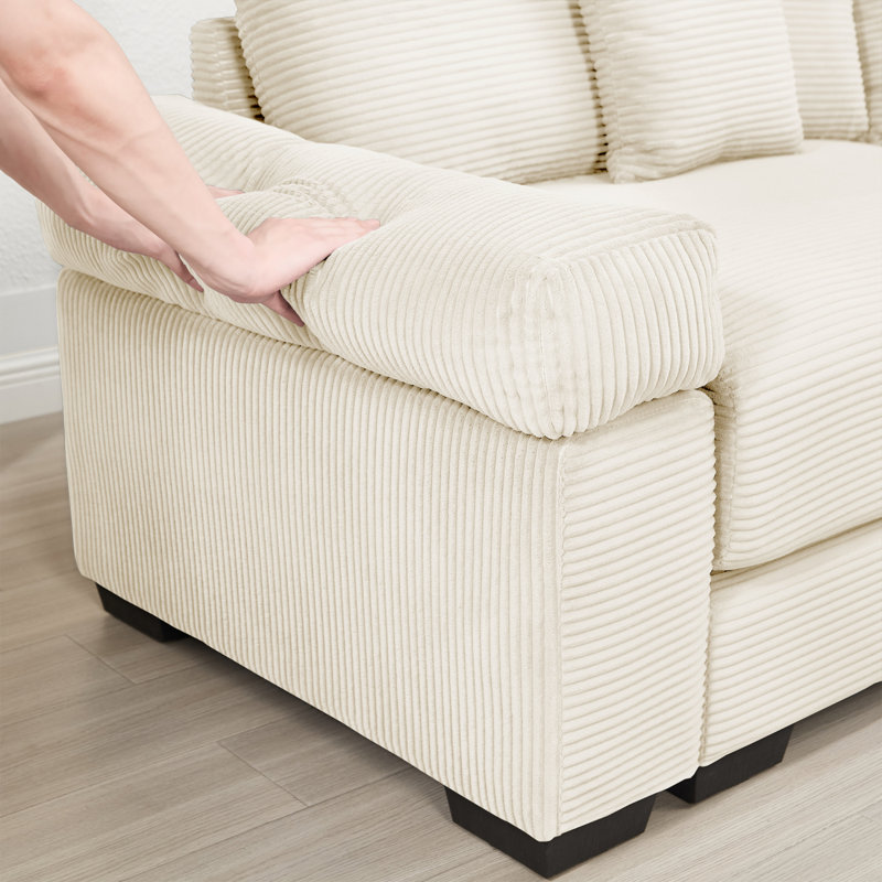 Canapé modulaire surdimensionné surdimensionné avec repose-pieds et accoudoirs épais, ergonomique, facile à assembler, Beige
