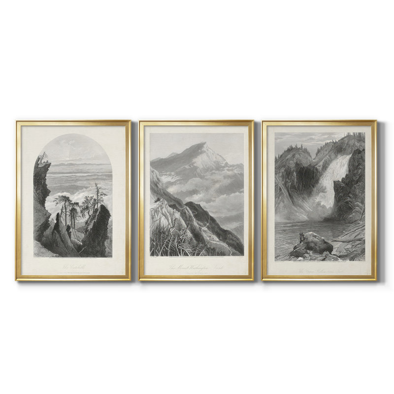 The Catskills  -Custom Framed  Wrapped Gallery Canvas - 3 Pieces, 27" H x 39" W, Gold