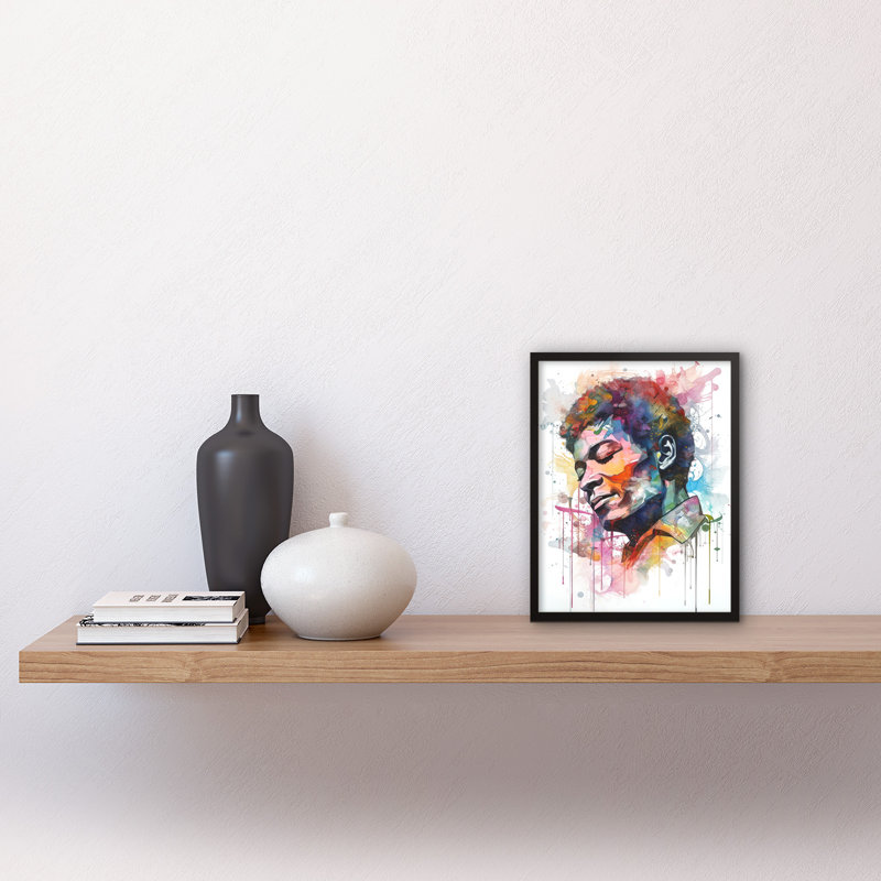 Male Portrait Face Closed Eyes Listening To Music - Single Picture Frame Print