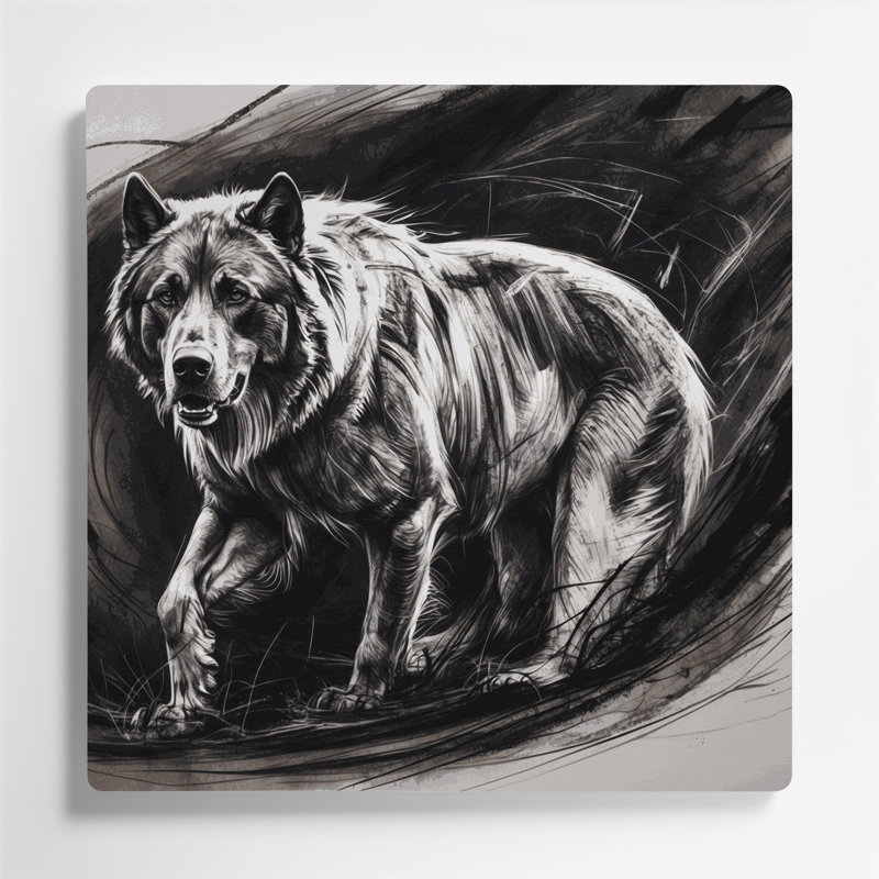 «Dogs Karelian Bear Dog», art mural en métal gris, H 8 po x l 8 po