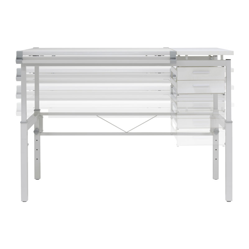 CraftMaster Adjustable Wood Drafting Table with Dual Top and Storage Drawers
