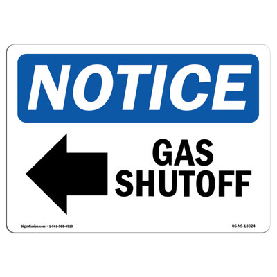 Gas Shutoff Left Arrow Sign