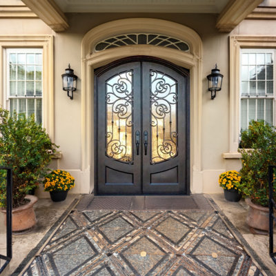 Compass Rose Arched Iron Door