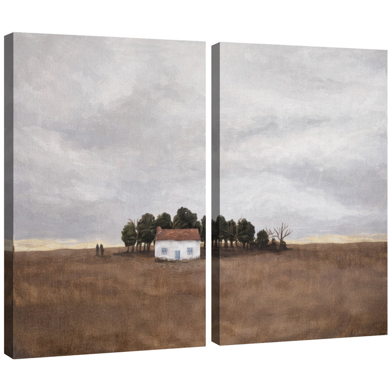 Œuvre de paysage minimaliste de maison rustique, photos de salon, impression sur toile giclée sur toile encadrée