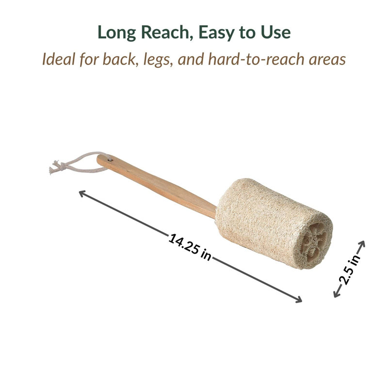 Poignée en bois naturel Lufah - Long éponge de douche exfoliante
