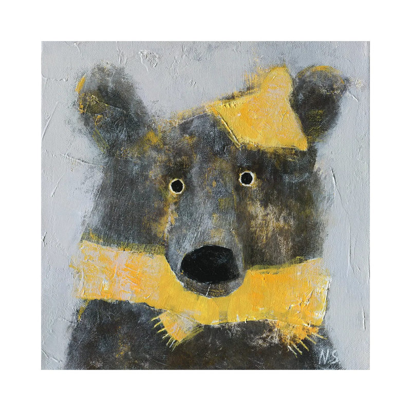 Winter Bear Wearing The Hat By Natalia Shaloshvili - Wrapped Canvas Painting by Natalia Shaloshvili - Wrapped Canvas Painting