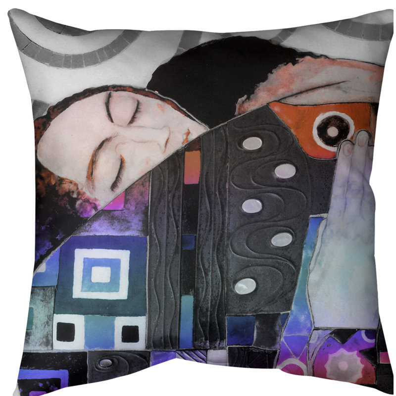 Coussin Embrace, Rouge / dégradé bleu, 16 po x 1 po, Faux lin